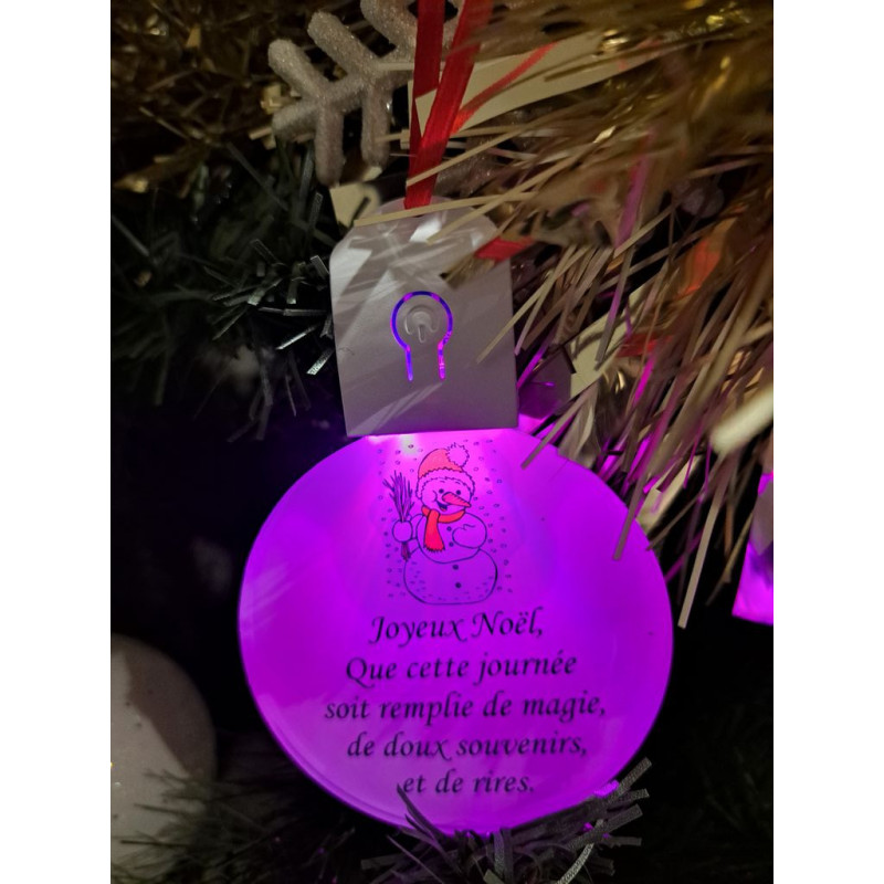 Boule Plate Led "Joyeux Noël"