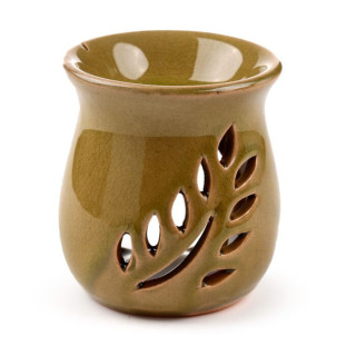 Brule parfum en céramique motif feuille vert