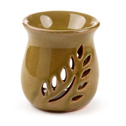 Brule parfum en céramique motif feuille vert