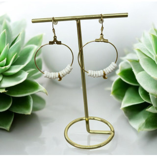 Boucle d'oreilles avec lune et perle blanche
