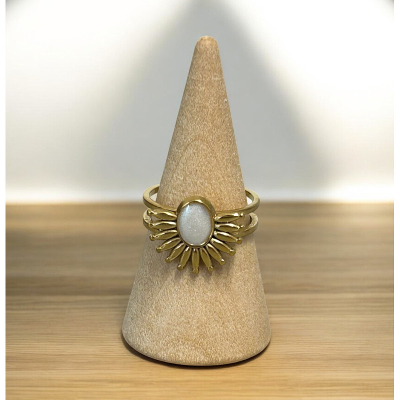 Bague nacré et motif éventail