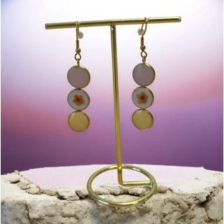 Boucle d'oreilles rose/fleur/orange
