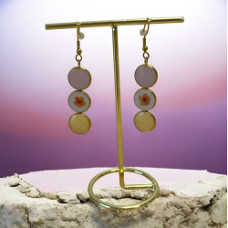 Boucle d'oreilles rose/fleur/orange
