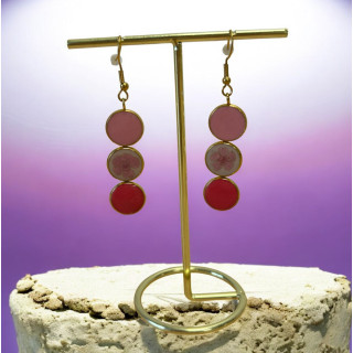 Boucle d'oreilles rose/fleur/rose foncé