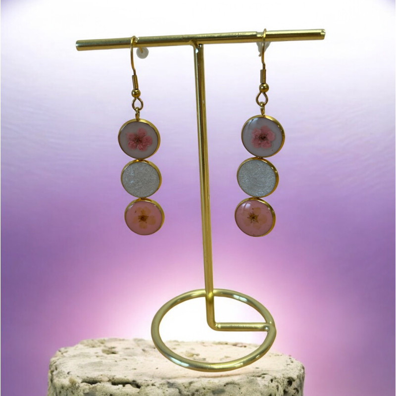 Boucle d'oreilles fleur/nacré/roseetfleur