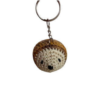 Porte clé herisson laine et soie marron