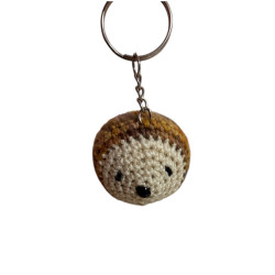 Porte clé herisson laine et soie marron