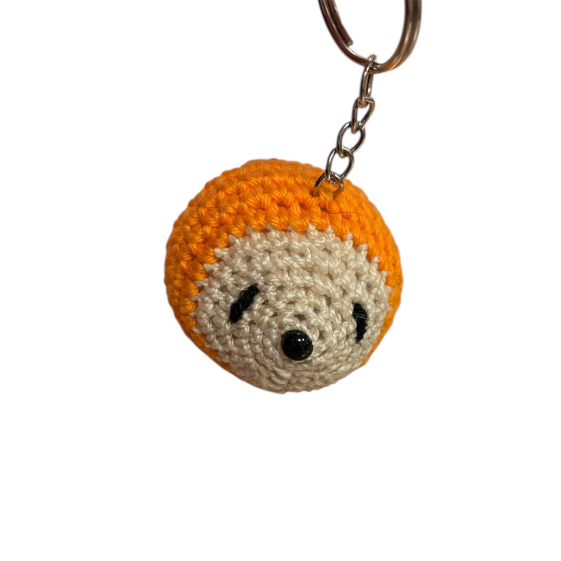Porte clé herisson coton orange