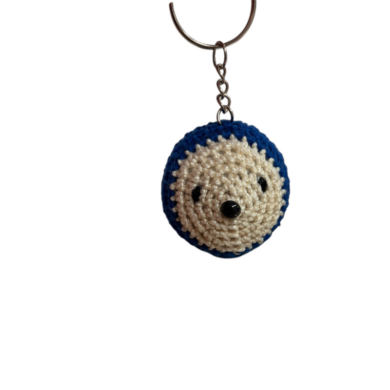Porte clé herisson coton bleu