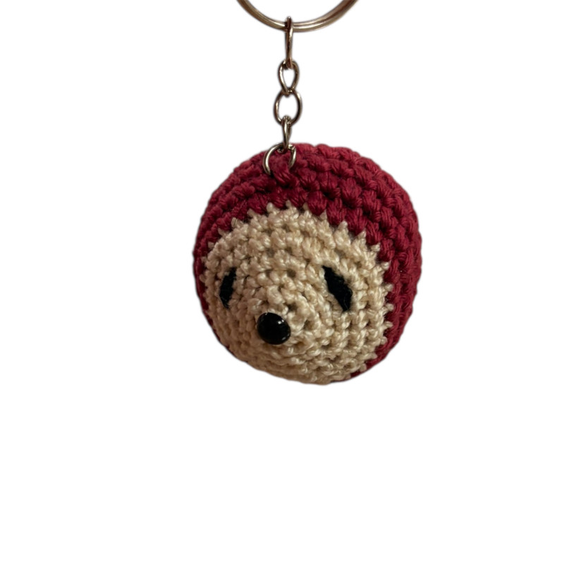 Porte clé herisson coton violet/bordeau