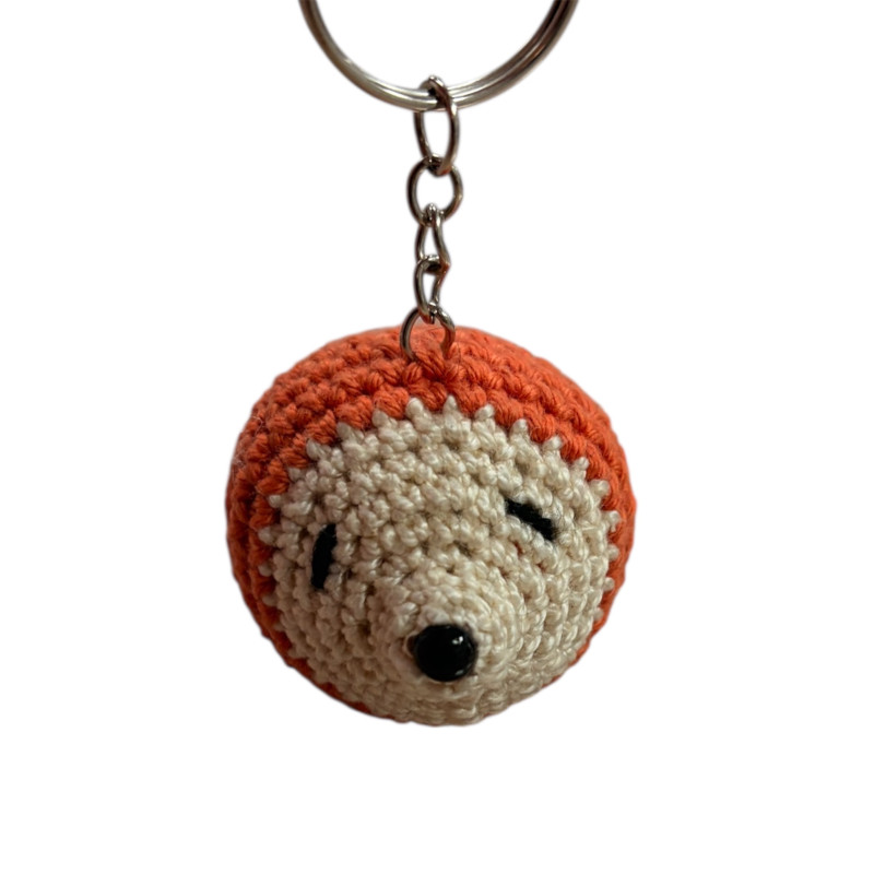 Porte clé herisson coton orangé