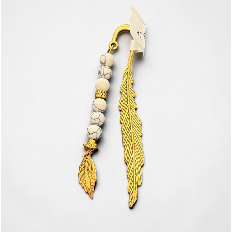 Marque-page doré howlite