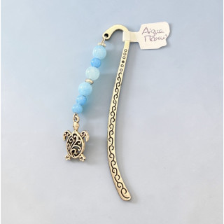 Marque-page argenté aigue marine