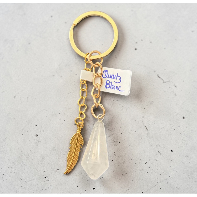 Porte clé quatz blanc