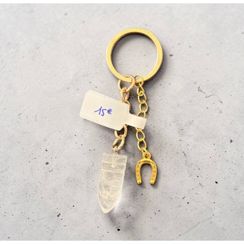 Porte clé quatz blanc