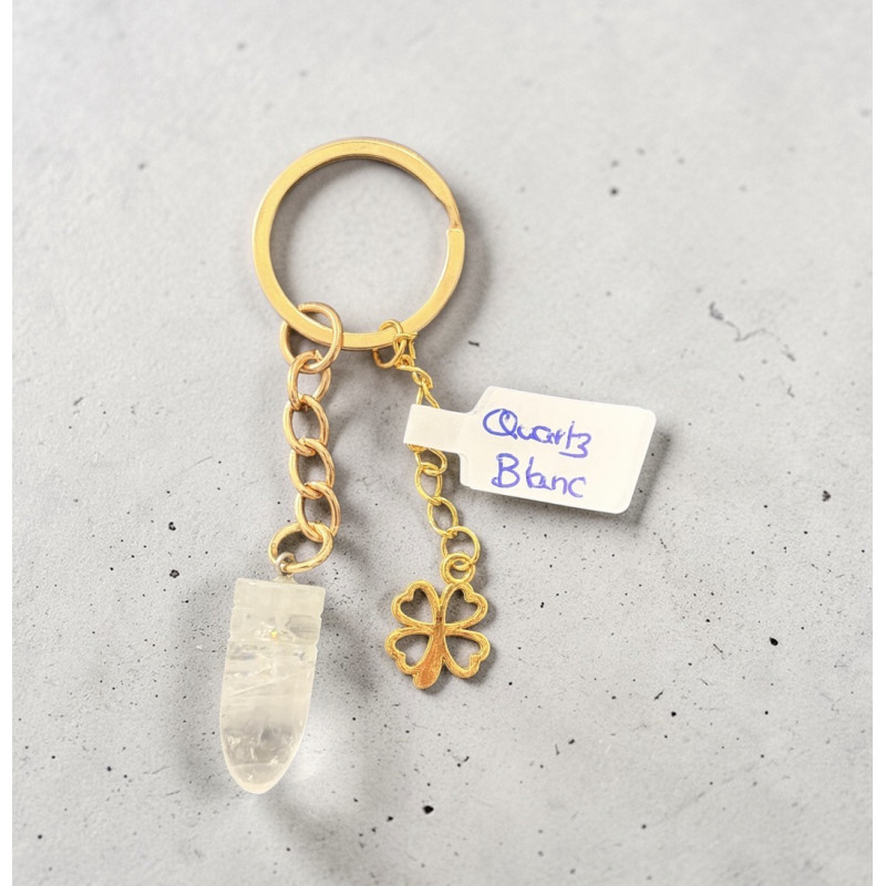 Porte clé quatz blanc