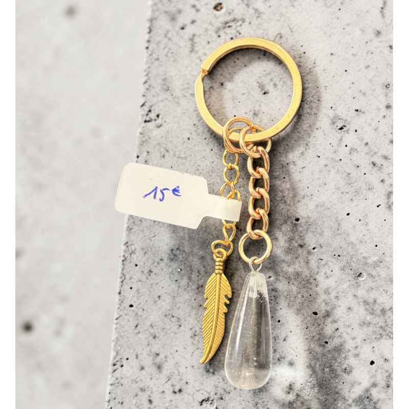 Porte clé quatz blanc