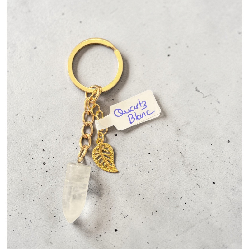 Porte clé quatz blanc
