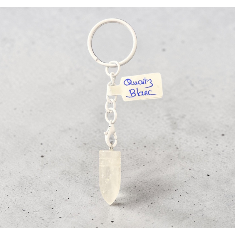 Porte clé quatz blanc