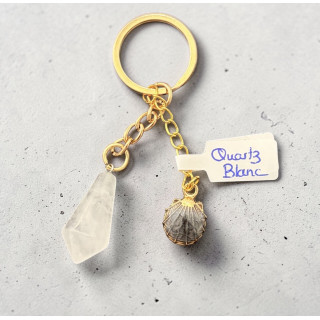 Porte clé quatz blanc