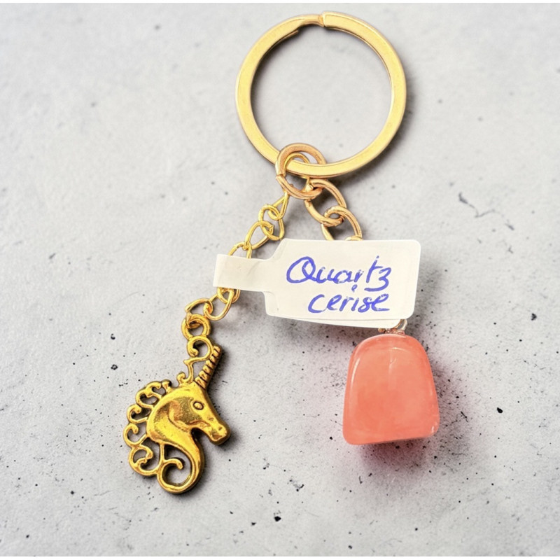 Porte clé quatz cerise