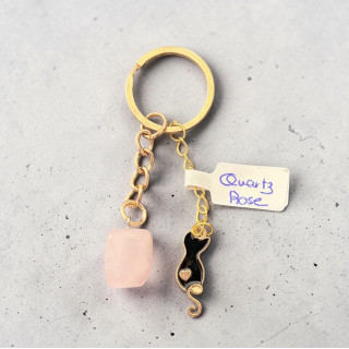 Porte clé quatz rose