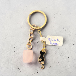 Porte clé quatz rose