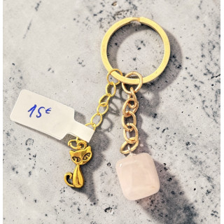 Porte clé quatz rose