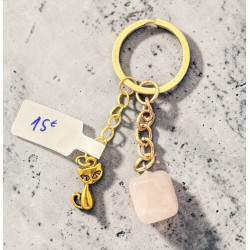 Porte clé quatz rose