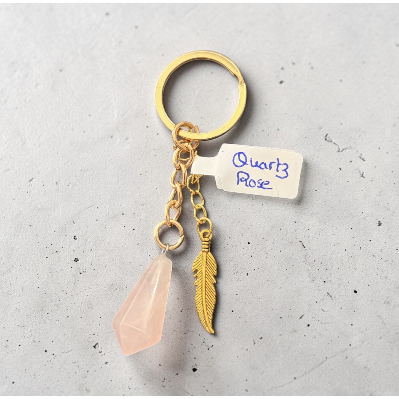 Porte clé quatz rose