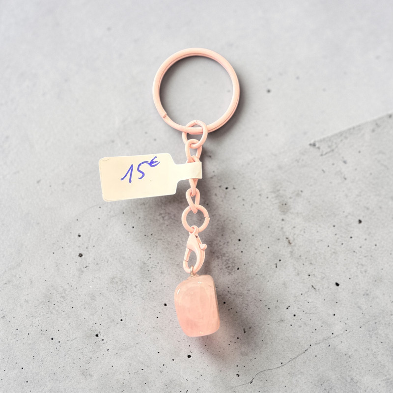 Porte clé quatz rose