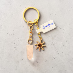 Porte clé quatz rose