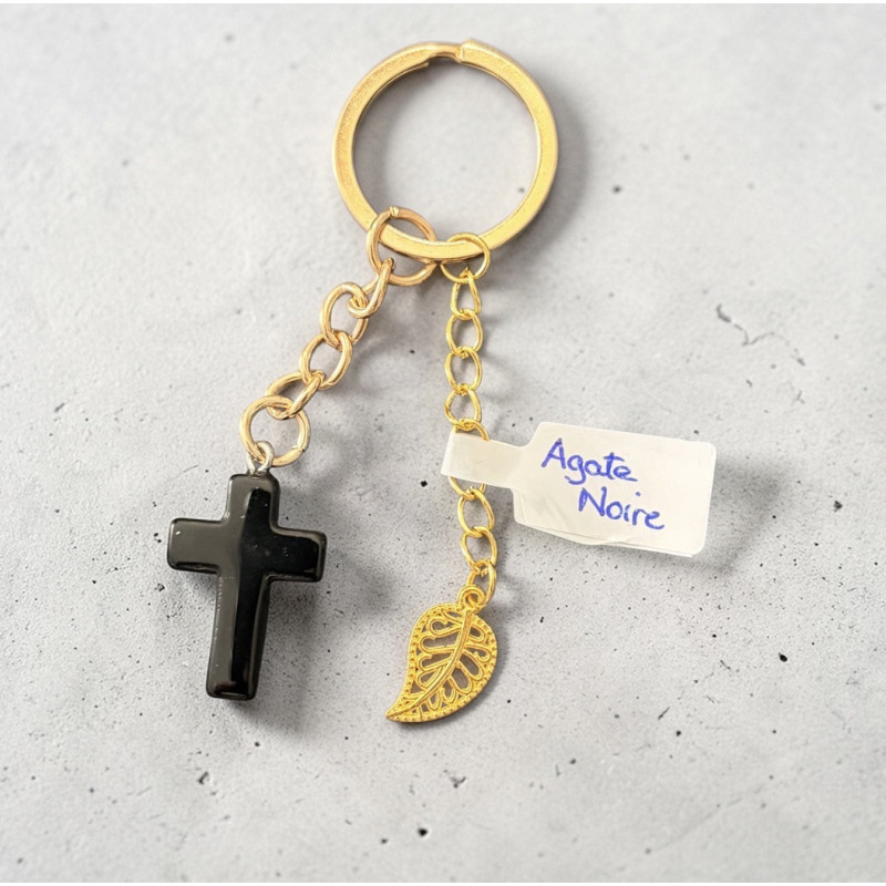 Porte clé agate noire