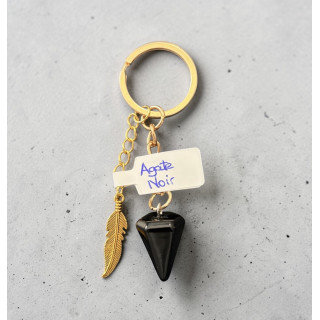Porte clé agate noire