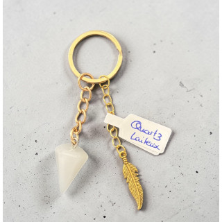 Porte clé quatz laiteux
