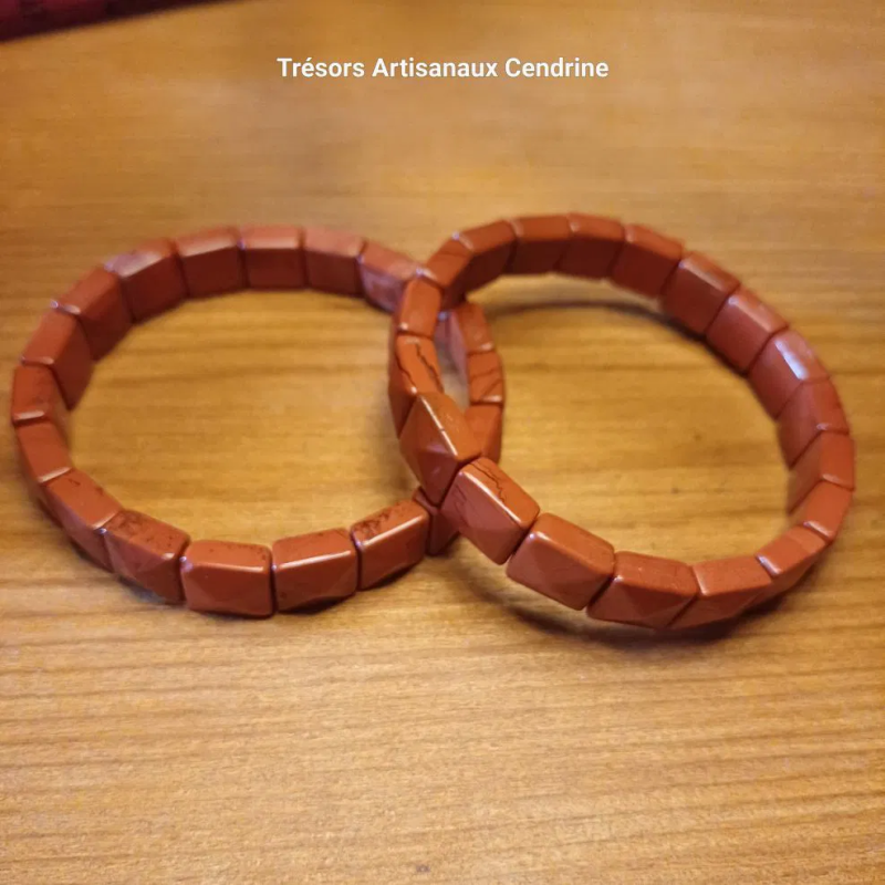 Bracelet en Jaspe rouge facettées