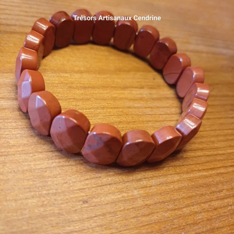 Bracelet en Jaspe rouge facettées