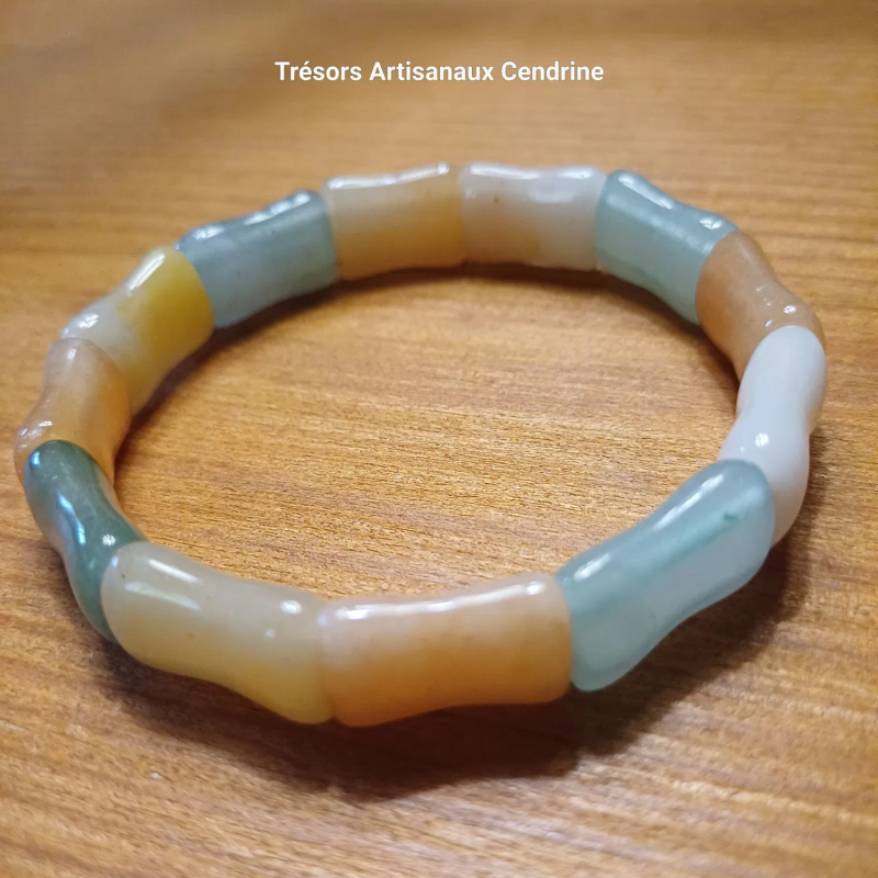 Bracelet en pierre d'Aventurine tricolore