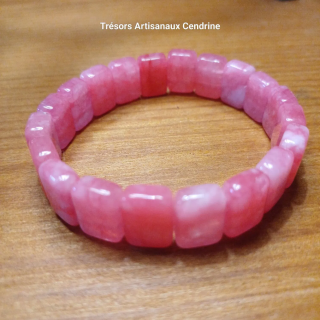 Bracelet en pierres de Quartzite colorée rose