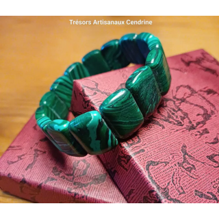 Bracelet en verre coloré imitation Malachite