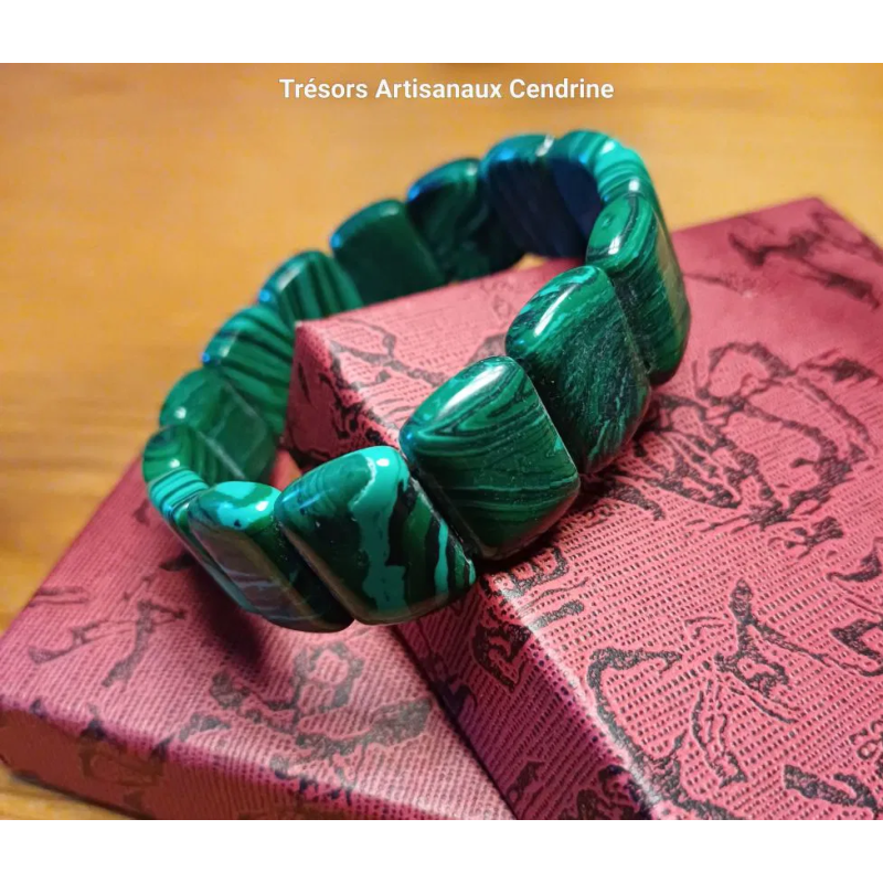 Bracelet en verre coloré imitation Malachite