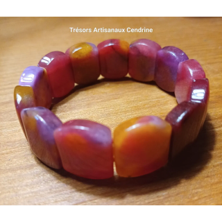 Bracelet Large en Jade de Quartzite rose orange teinté