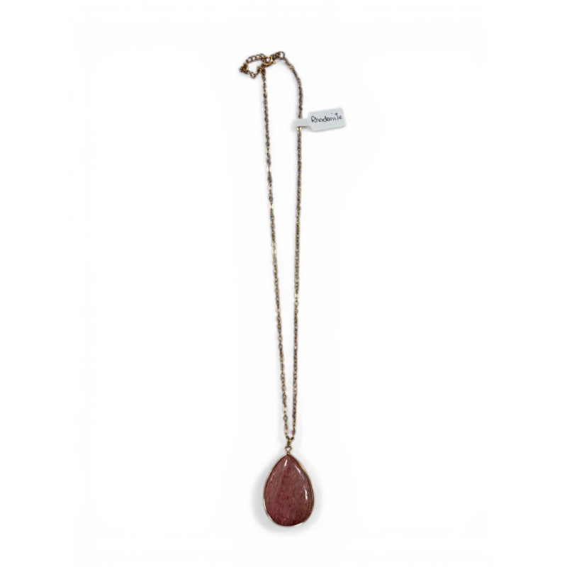 Collier doré rhodonite