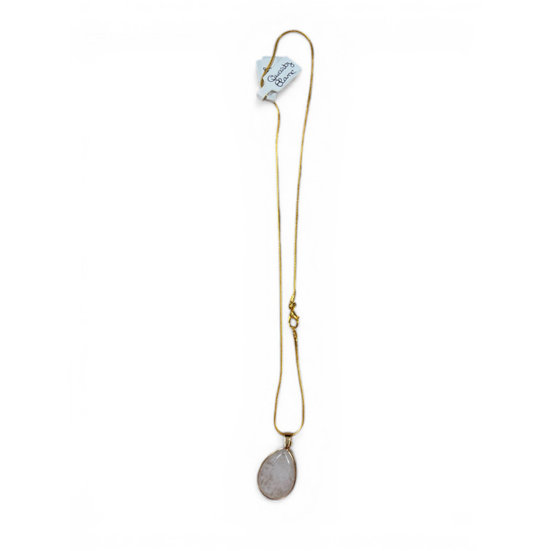 Collier dorée quatz blanc