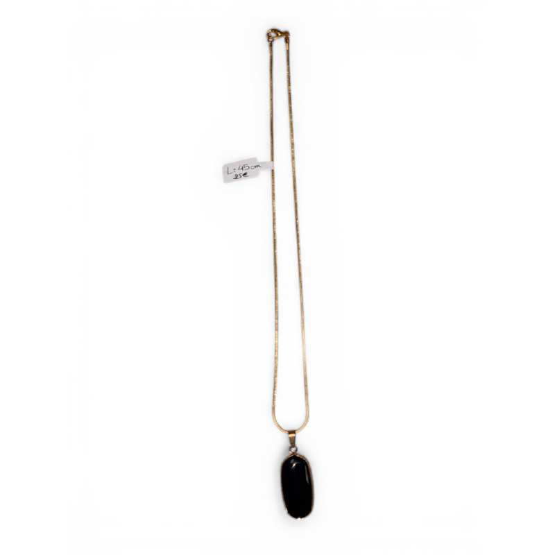 Collier dorée agate noire