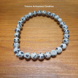 Bracelet en perles de Jaspe Dalmatienne en 6mm