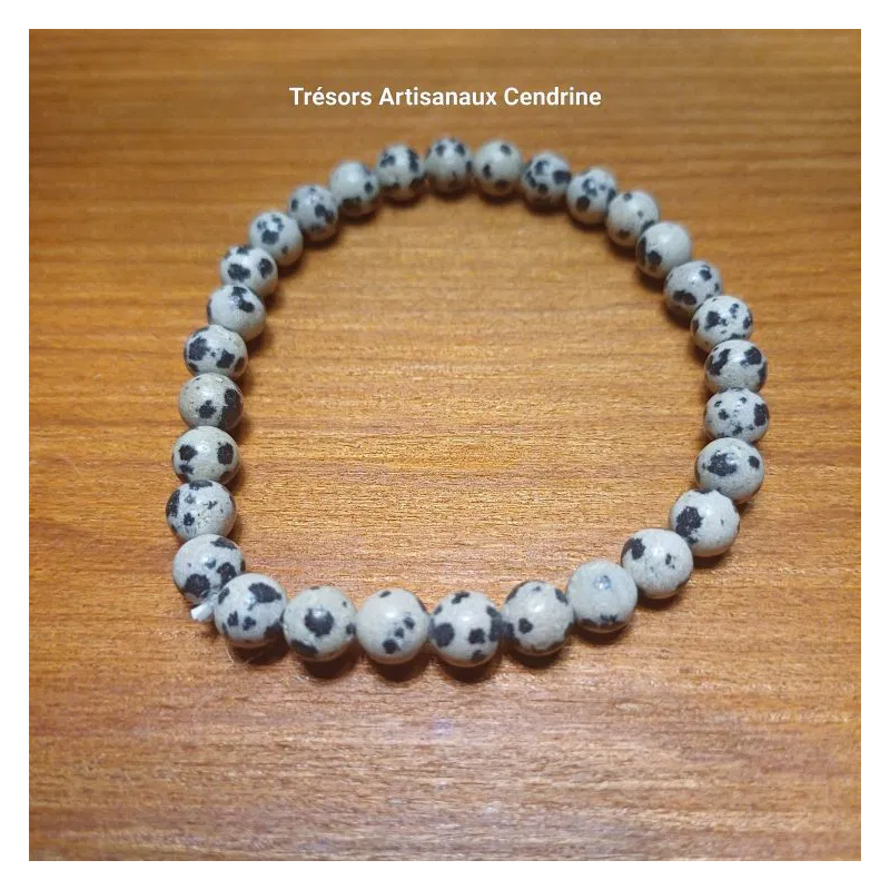 Bracelet en perles de Jaspe Dalmatienne en 6mm