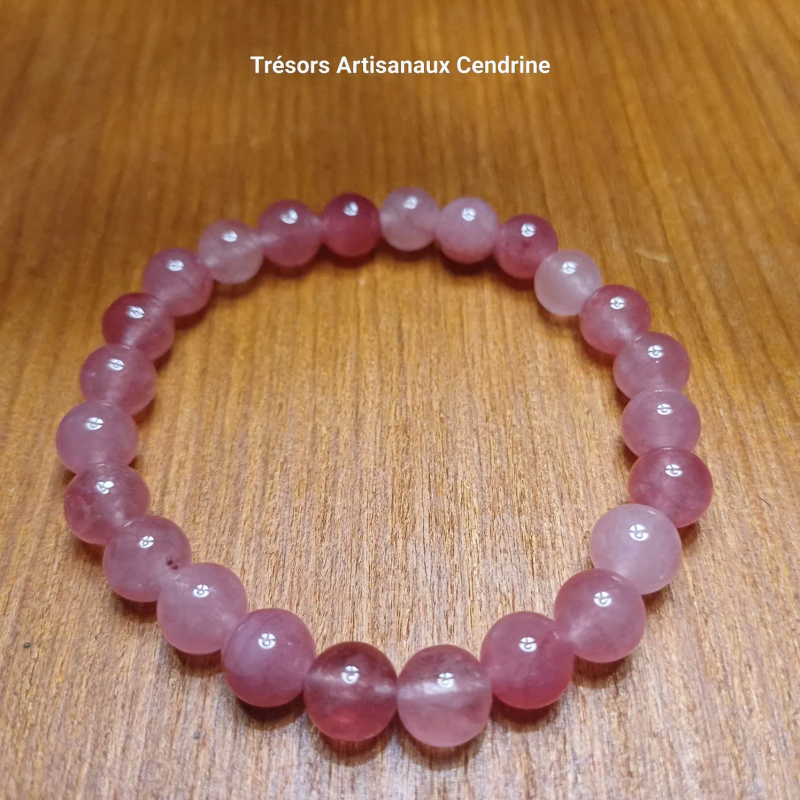 Bracelet en quatz fraise