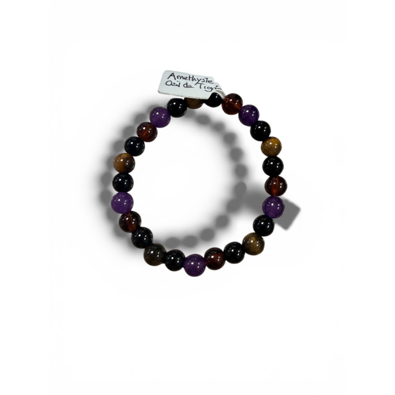 Bracelet en améthyste et oeil de tigre
