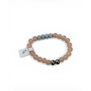 Bracelet en quatz rose/blanc et pierre de lune